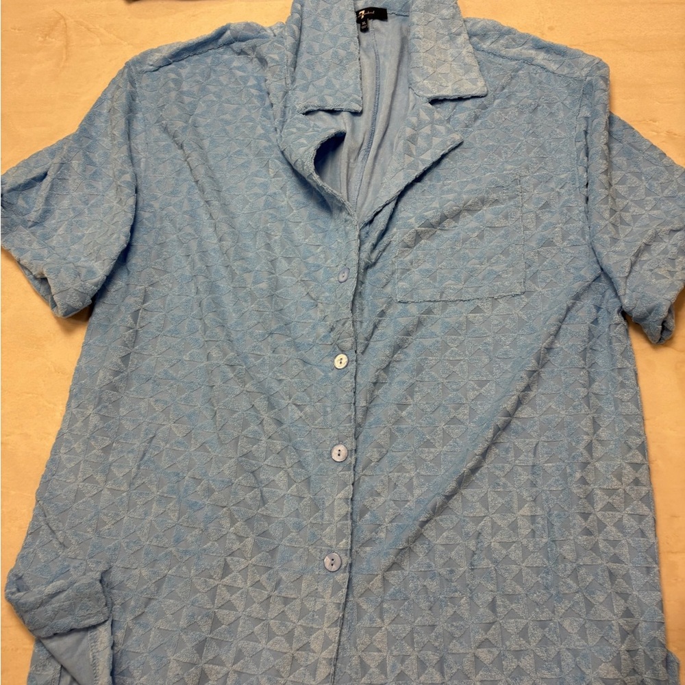 Light Blue Textured Two-Piece Set '' - Picture 3 of 4